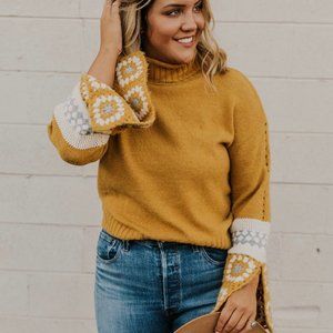 NWOT Roolee Sweater Mustard Yellow Boho S/M